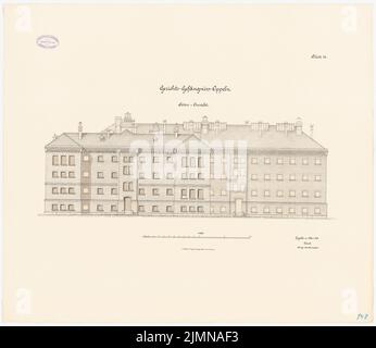 Architecte inconnu, juridiction à Oppeln (1888): RISS vue latérale 1: 100. Lithographie, 66,3 x 76,5 cm (y compris les bords de balayage) Banque D'Images