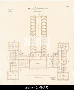 Architecte inconnu, juridiction à Oppeln (1888): Plan d'étage 1st étage 1: 100. Lithographie, 76,2 x 66 cm (y compris les bords de balayage) Banque D'Images