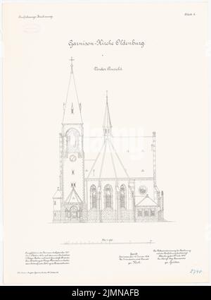 Kröger Jürgen (1856-1928), Garrisonskirche à Oldenburg/Holstein (1901-1903): RISS vue de face 1: 100. Lithographie, 69,3 x 51,3 cm (y compris les bords de balayage) Banque D'Images