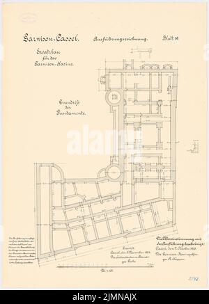 Koppen, casino en garnison, Kassel (1901-1903): Fondations du plan d'étage 1: 100. Lithographie, 67,5 x 48,5 cm (y compris les bords de balayage) Banque D'Images