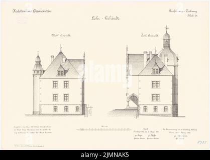 Reinmann, Kadettenhaus à Oranienstein (1900-1902): Bâtiment d'enseignement: Vue de l'est supérieur, vue de l'Ouest 1: 100. Lithographie, 50,9 x 70,8 cm (y compris les bords de balayage) Banque D'Images