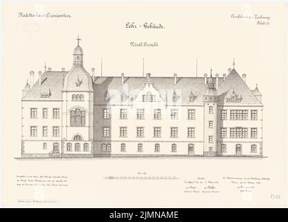 Reinmann, Kadettenhaus à Oranienstein (1900-1902): Bâtiment d'enseignement: North Evidence Rising 1: 100. Lithographie, 51 x 70,7 cm (y compris les bords de balayage) Banque D'Images