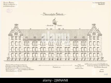 Chou cru, casernes pour 2 escadrons hussards à Paderborn (1901-1904): Construction d'équipes: Ostern vue 1: 100. Lithographie, 50,4 x 72 cm (y compris les bords de balayage) Banque D'Images