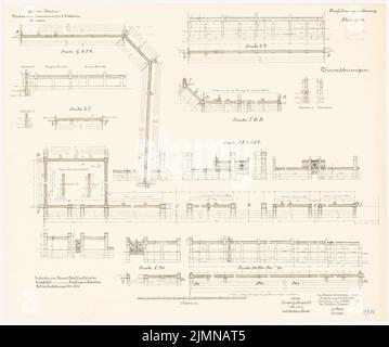 Chou cru, choux de 2 escadrons hussards à Paderborn (1901-1904): Entrer: Plans d'étage, tourmes, coupes 1: 100. Lithographie, 63,7 x 76,1 cm (y compris les bords de balayage) Banque D'Images