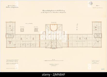 Klatten, écoles de tir d'artillerie, Jüterbog. Construction d'équipes du 2nd département (1899-1901): Plan d'étage DG (rafters) 1: 100. Lithographie, 68,2 x 100,3 cm (y compris les bords de balayage) Banque D'Images