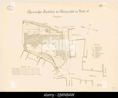 Architecte inconnu, Institut de chimie de l'Université Martin Luther Halle/Saale. Conversion et extension (env 1894): plan du site 1: 250. Lithographie, 54,7 x 70,4 cm (y compris les bords de balayage) Banque D'Images