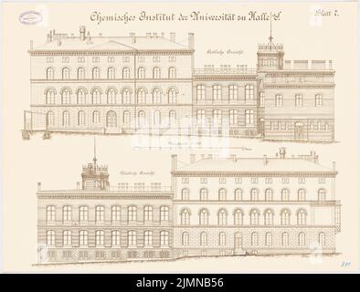 Architecte inconnu, Institut de chimie de l'Université Martin Luther Halle/Saale. Conversion et extension (env 1894): Vue ostern, vue ouest 1: 100. Lithographie, 53,2 x 70 cm (y compris les bords de balayage) Banque D'Images