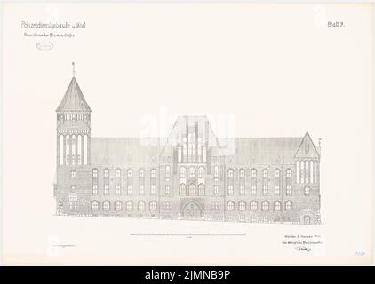 Architecte inconnu, bâtiment des services de police, Kiel (env 1909): Vue 1: 100. Lithographie, 71,7 x 100,7 cm (y compris les bords de balayage) Banque D'Images