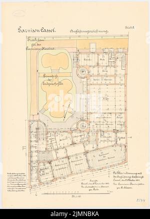 Koppen, casino en garnison, Kassel (1901-1903): Grundriss EG 1: 100. Lithographie, 67,6 x 48,7 cm (y compris les bords de balayage) Banque D'Images