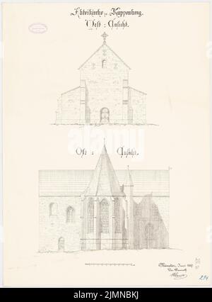 Architecte inconnu, Église de l'Abbaye, Kappenberg. Restauration (1887): Vue de l'est, vue de l'Ouest 1: 100. Lithographie, 69 x 51 cm (y compris les bords de balayage) Banque D'Images