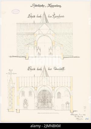 Architecte inconnu, Église de l'Abbaye, Kappenberg. Restauration (1887): Coupes transversales 1: 100. Lithographie, 69,2 x 51 cm (y compris les bords de balayage) Banque D'Images