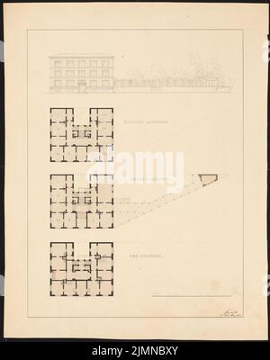 Knoblauch Eduard (1801-1865), villa municipale de trois étages (22.03.1827): Plans d'étage, vue. Encre, 56,2 x 44,4 cm (y compris les bords de numérisation) Banque D'Images