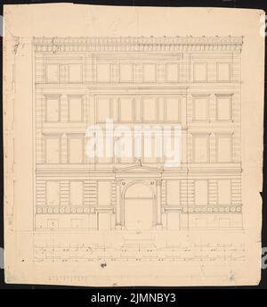 Knoblauch Eduard (1801-1865), immeuble de quatre étages avec risalite moyenne (avant 1848): Vue de face. Encre, 60,1 x 55,6 cm (y compris les bords de numérisation) Banque D'Images