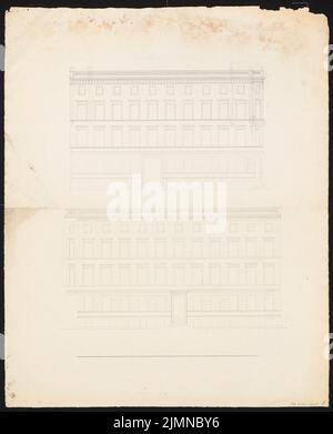 Knoblauch Eduard (1801-1865), maison d'angle de trois étages avec demi-étage (après 1848): Vues. Encre, 61,7 x 49,9 cm (y compris les bords de numérisation) Banque D'Images