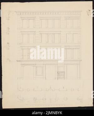 Knoblauch Eduard (1801-1865), immeuble d'appartements de quatre étages avec une route à sept essieux (avant 1848): Vue de face. Crayon, 60,9 x 52,1 cm (y compris les bords de numérisation) Banque D'Images