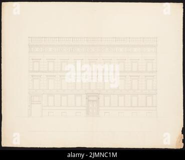 Knoblauch Eduard (1801-1865), immeuble résidentiel urbain de trois étages avec une rue de neuf axes (avant 1848): Vue de face. Encre, 50,3 x 61,8 cm (y compris les bords de numérisation) Banque D'Images