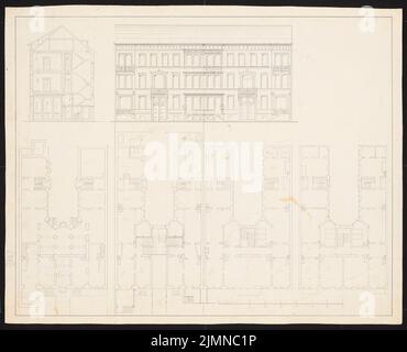 Knoblauch Eduard (1801-1865), deux immeubles de trois étages (avant 1848): Vue de face, plans d'étage, coupé. Encre et crayon, 48,2 x 59,5 cm (y compris les bords de numérisation) Banque D'Images