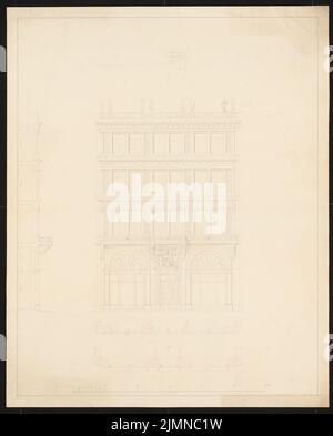 Knoblauch Eduard (1801-1865), immeuble d'appartements de quatre étages avec une rue à six essieux (avant 1848): Vue de face, coupée. Aquarelle de Tusche, 59 x 47,5 cm (y compris les bords de numérisation) Banque D'Images