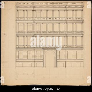 Knoblauch Eduard (1801-1865), immeuble de quatre étages avec une demi-colonne (sans date): Contenu du plan N.N. détecté. Encre et crayon, 65,1 x 69,1 cm (y compris les bords de numérisation) Banque D'Images