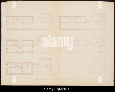 Knoblauch Eduard (1801-1865), palais de quatre étages. Conversion (après 1848): Grundrisse Keller, Terre et étages supérieurs, grenier. Aquarelle de Tusche, 58 x 77,1 cm (y compris les bords de numérisation) Banque D'Images