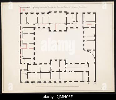 Knoblauch Eduard (1801-1865), ambassade de Russie, Berlin (1840-1841): Plan d'étage rez-de-chaussée. Tuche aquarelle sur papier, 46,9 x 58 cm (y compris les bords de numérisation) Banque D'Images