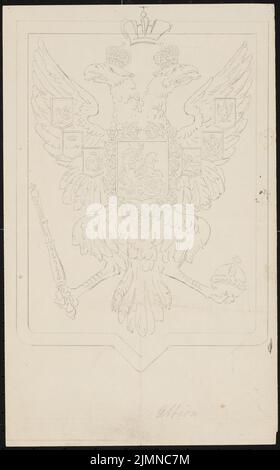 Knoblauch Eduard (1801-1865), ambassade de Russie, Berlin (1840-1841) : armoiries avec l'aigle russe à double tête. Crayon sur papier, 35,1 x 21,9 cm (y compris les bords de numérisation) Banque D'Images