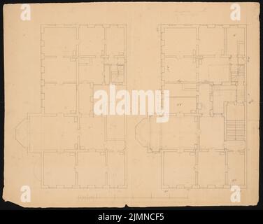 Knoblauch Eduard (1801-1865), immeuble d'appartements Leipziger à Berlin (env 1839): plan d'étage étages supérieurs. Encre et crayon, 49,9 x 62,7 cm (y compris les bords de numérisation) Banque D'Images