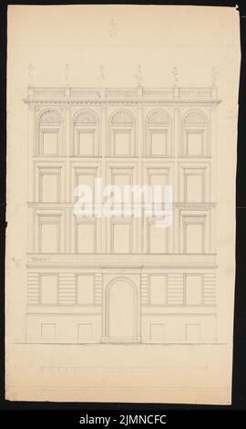 Knoblauch Eduard (1801-1865), Leipziger immeuble d'appartements à Berlin (1838): Vue de face. Encre et crayon, 64,4 x 38,7 cm (y compris les bords de numérisation) Banque D'Images