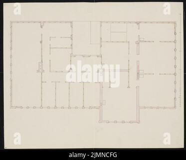 Knoblauch Eduard (1801-1865), immeuble d'appartements Leipziger à Berlin (env 1839): plan d'étage grenier. Aquarelle de Tusche, 35,2 x 43,9 cm (y compris les bords de numérisation) Banque D'Images