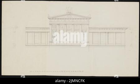 Knoblauch Eduard (1801-1865), immeuble d'appartements Leipziger à Berlin (env 1839): Détail Giebel, vue. Encre et crayon, 35,7 x 64,3 cm (y compris les bords de numérisation) Banque D'Images