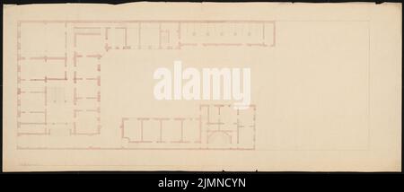 Knoblauch Eduard (1801-1865), Palais Arnim à Berlin (1857): Plan d'étage rez-de-chaussée. Aquarelle de Tusche, 59 x 136,8 cm (y compris les bords de numérisation) Banque D'Images