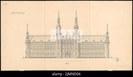 Elis Carl (1838-1889), Parlement prussien à Berlin. Concours Schinkel 1869 (17 juin 1869) : façade arrière. Encre, encre sur carton, 93,8 x 173,9 cm (y compris les bords de numérisation) Banque D'Images
