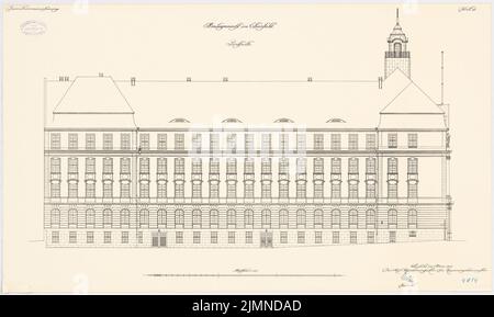 Thoemer Paul (1851-1918), District court in Elberfeld (03,1909): RISS Südsicht 1: 100. Lithographie, 50,7 x 84,8 cm (y compris les bords de balayage) Banque D'Images