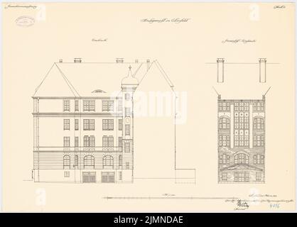 Thoemer Paul (1851-1918), District court in Elberfeld (03,1909): Upper West View 1: 100. Lithographie, 50,5 x 70,3 cm (y compris les bords de balayage) Banque D'Images