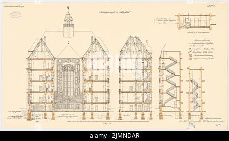 Thoemer Paul (1851-1918), Tribunal de district d'Elberfeld (03,1909) : sections 1 : 100. Lithographie colorée, 50,4 x 87,9 cm (y compris les bords de numérisation) Banque D'Images