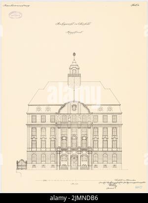 Thoemer Paul (1851-1918), Tribunal de district d'Elberfeld (03,1909): Haut vue principale 1: 100. Lithographie, 65,5 x 50,2 cm (y compris les bords de balayage) Banque D'Images