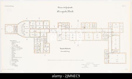 Architecte inconnu, Université de Greifswald. Clinique chirurgicale (1904): Plan d'étage 2nd étage 1: 100. Lithographie, 66,2 x 119,6 cm (y compris les bords de balayage) Banque D'Images