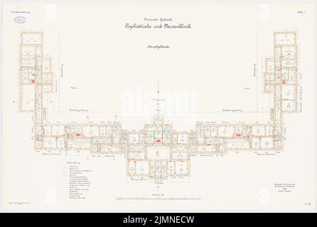 Architecte inconnu, Université de Greifswald. Clinique psychiatrique et nerveuse (1907): Grundliss Keller 1: 100. Lithographie, 81,6 x 121,4 cm (y compris les bords de balayage) Banque D'Images