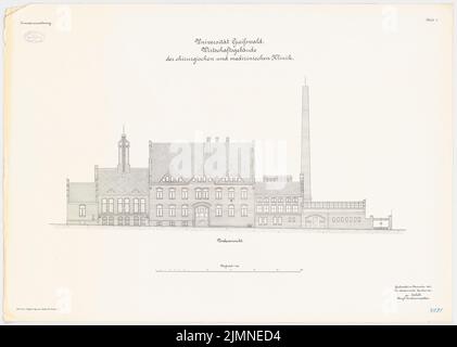 Architecte inconnu, Université de Greifswald. Clinique chirurgicale et médicale - Maison de désinfection (1904): Rising vue de face 1: 100. Lithographie, 69,5 x 97,5 cm (y compris les bords de balayage) Banque D'Images