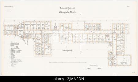 Architecte inconnu, Université de Greifswald. Clinique chirurgicale (1904): Grundriss sous-sol 1: 100. Lithographie, 66,3 x 119,9 cm (y compris les bords de balayage) Banque D'Images