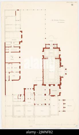 Lucae Richard (1829-1877), Villa Werner Siemens à Berlin-Charlottenburg (env 1863): Grundriss EG. Tuche aquarelle sur la boîte, 80,4 x 49,4 cm (y compris les bords de numérisation) Banque D'Images