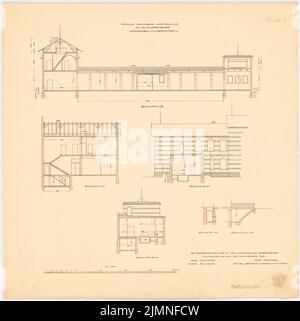 Hoffmann, Université technique Berlin-Charlottenburg. Laboratoire de Hyding (24 novembre 1913) : coupes A-B, C-D, E-F, G-H, I-K, L-M 1 : 100. Crayon sur lithographie coloré sur carton, 60,5 x 60,2 cm (y compris les bords de numérisation) Banque D'Images