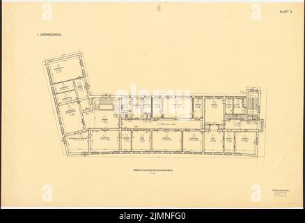 Weißgerber Otto, Université technique de Berlin-Charlottenburg. Heinrich Hertz Institute for vibration Research (1928): Grundriss 1st Floor 1: 100. Encre sur transparent, 59,6 x 86,9 cm (y compris les bords de numérisation) Banque D'Images