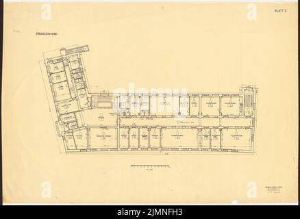 Weißgerber Otto, Université technique de Berlin-Charlottenburg. Heinrich Hertz Institute for vibration Research (1928-1929): Plan d'étage plancher de la Terre 1: 100. Encre sur transparent, 59,6 x 87 cm (y compris les bords de numérisation) Banque D'Images