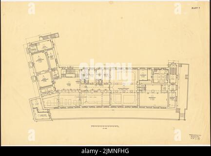 Weißgerber Otto, Université technique de Berlin-Charlottenburg. Heinrich-Hertz Institute for vibration Research (1928-1929): Grundriss base Floor 1: 100. Encre sur transparent, 59,5 x 85,8 cm (y compris les bords de numérisation) Banque D'Images