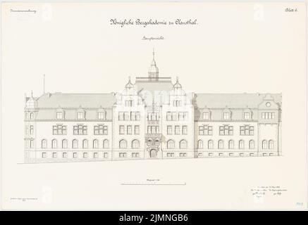 Architecte inconnu, Bergakademie à Clausthal (22 mai 1906): Rising vue principale 1: 100. Lithographie colorée, 69,2 x 100,7 cm (y compris les bords de numérisation) Banque D'Images