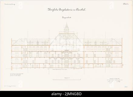 Architecte inconnu, Bergakademie in Clausthal (22 mai 1906): Section longitudinale 1: 100. Lithographie colorée, 68,9 x 100,5 cm (y compris les bords de numérisation) Banque D'Images