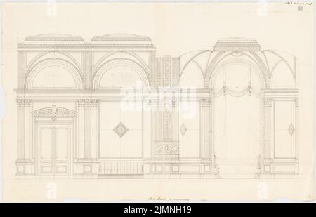 Lucae Richard (1829-1877), City Theatre de Magdeburg (1874) : traitement mural du foyer. Encre, crayon sur papier, 52,4 x 81,6 cm (y compris les bords de numérisation) Banque D'Images