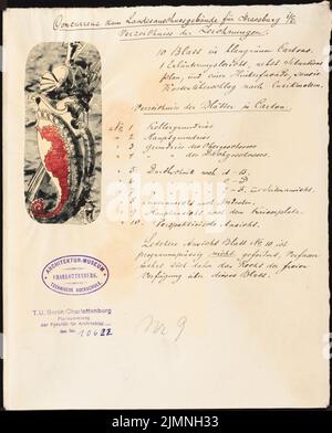 Lissel Paul (1851-1887), Comité d'Etat à Strasbourg (1886) : liste des dessins. Encre sur papier, 27,6 x 22,3 cm (y compris les bords de numérisation) Banque D'Images