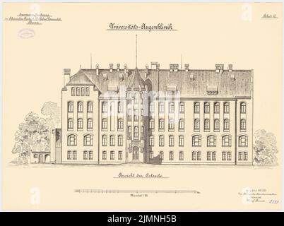 Architecte inconnu, Rheinische Friedrich-Wilhelms-Universität, Bonn. Clinique oculaire (1900-1903): Vue est 1: 100. Lithographie colorée sur le carton, 55,2 x 74 cm (y compris les bords de numérisation) Banque D'Images